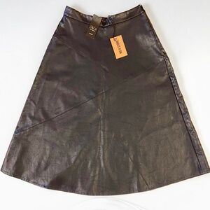 NWT No. 6 Lucy Patchwork Skirt in Navy Faux Leather — Size Small